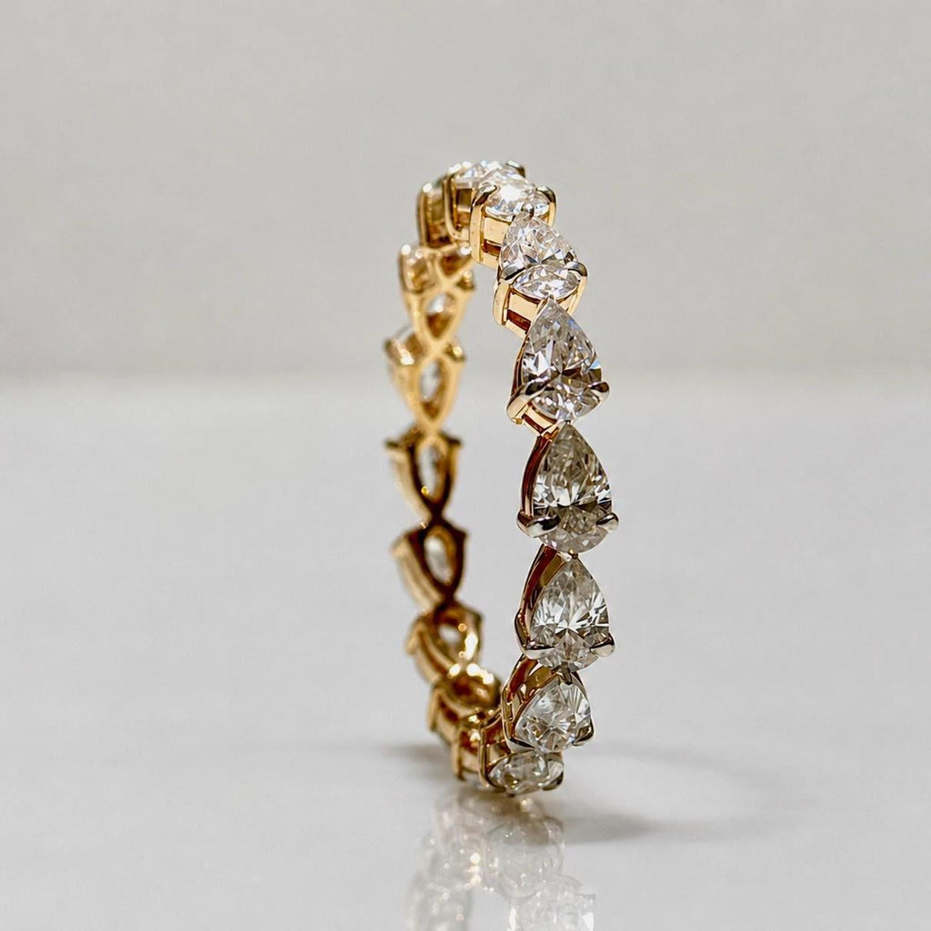Pear Cut Lab Grown Diamond Full Eternity Band | 14K Solid Gold Wedding Ring