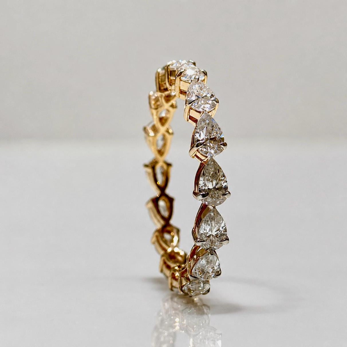 Pear Cut Lab Grown Diamond Full Eternity Band | 14K Solid Gold Wedding Ring