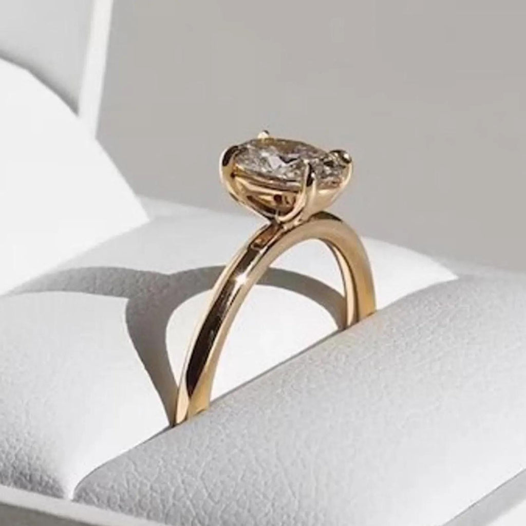 1CT Oval Lab Grown Diamond Engagement Ring | 14K Solid Gold Solitaire | IGI Certified