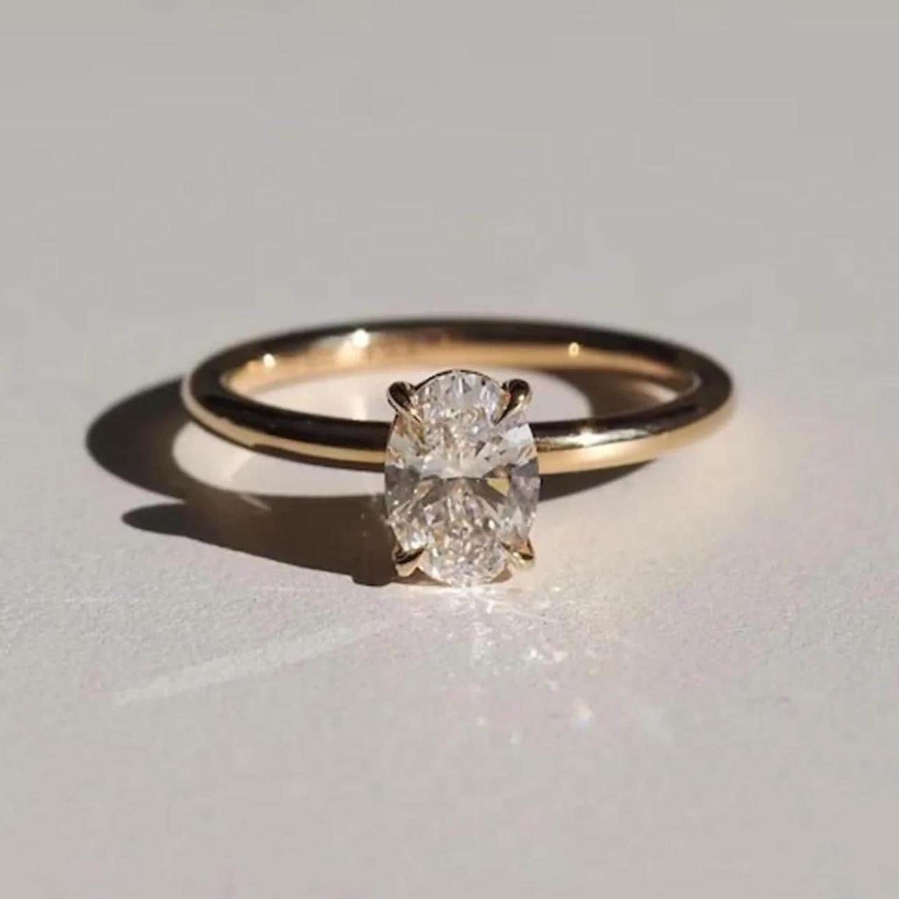 1CT Oval Lab Grown Diamond Engagement Ring | 14K Solid Gold Solitaire | IGI Certified