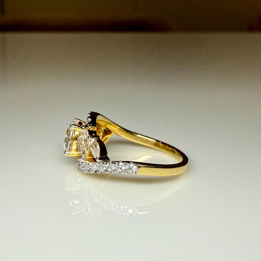 1.60CTW Lab Grown Diamond Engagement Ring | Round Center, Marquise Side Stones | 14K Gold