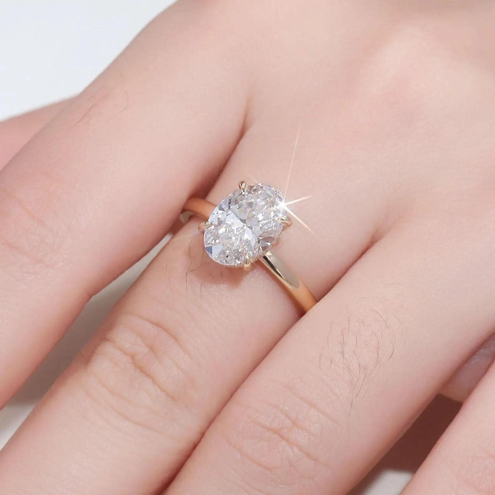 3.20CTW Oval Lab Grown Diamond Engagement Ring | Hidden Halo | 14K Solid Gold | IGI Certified