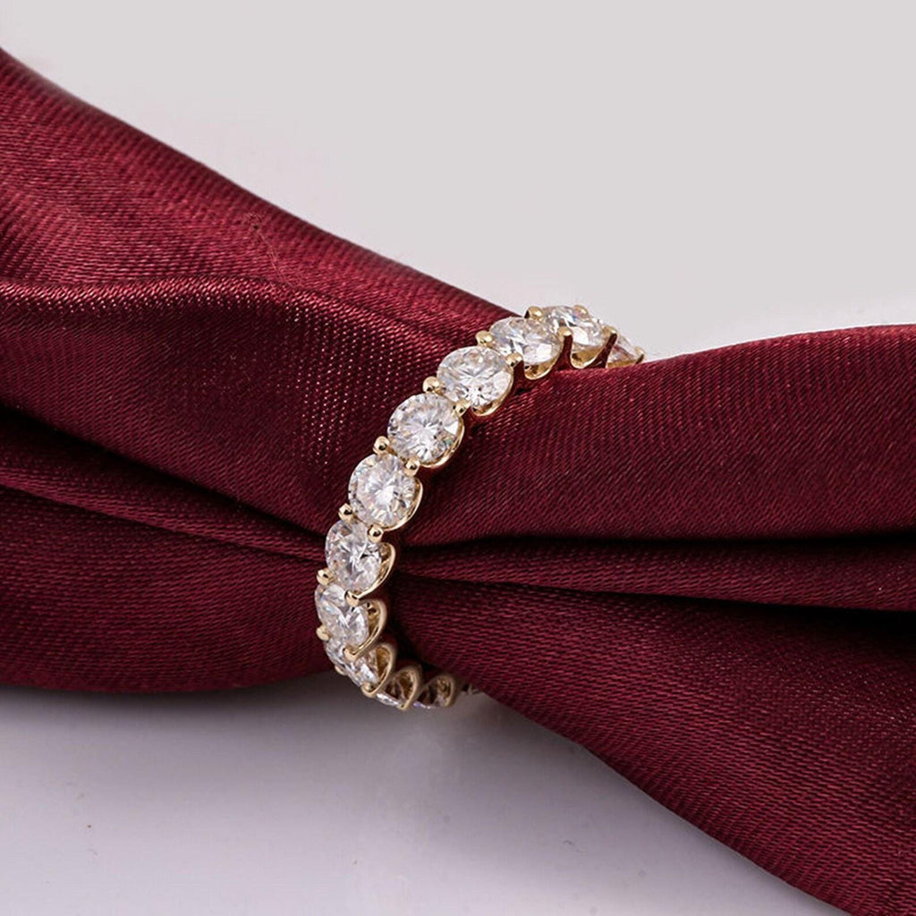 14K Solid Gold Full Eternity Ring | Lab Grown Round Diamonds Wedding Band