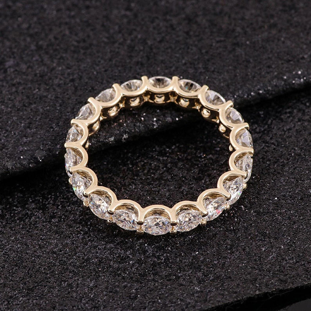 14K Solid Gold Full Eternity Ring | Lab Grown Round Diamonds Wedding Band