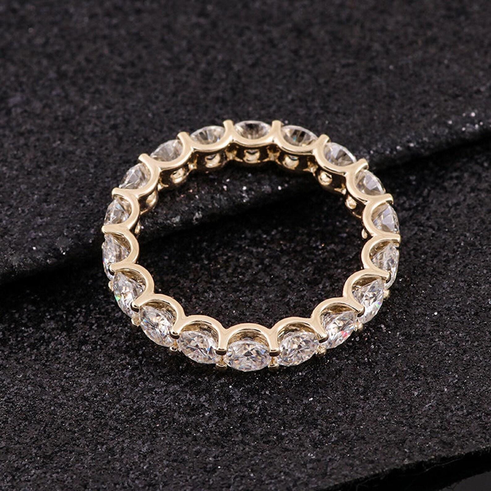 14K Solid Gold Full Eternity Ring | Lab Grown Round Diamonds Wedding Band