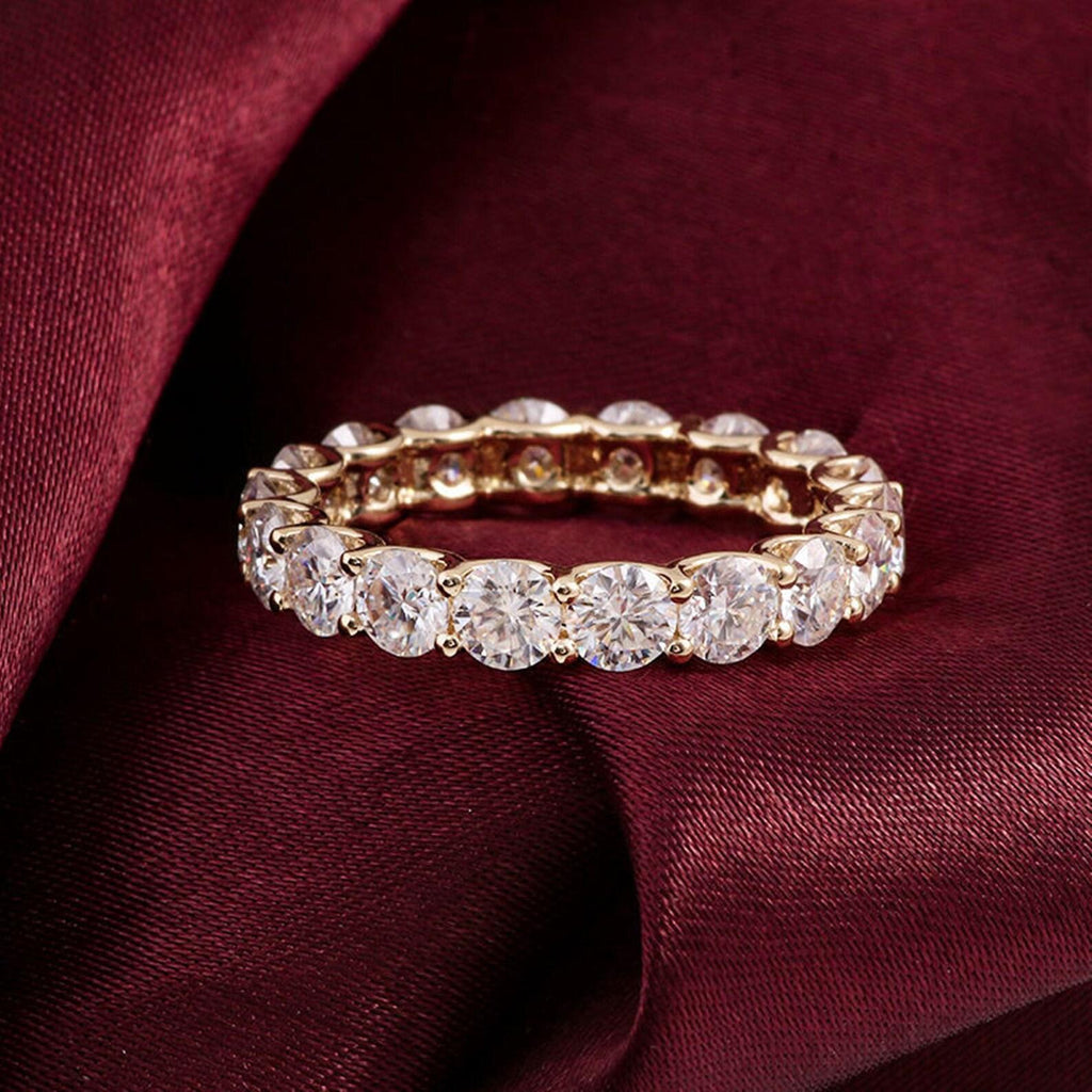 14K Solid Gold Full Eternity Ring | Lab Grown Round Diamonds Wedding Band