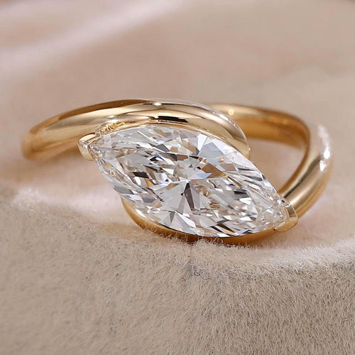1CT Marquise Cut Lab Grown Diamond Engagement Ring | 14K Solid Gold Solitaire | IGI Certified