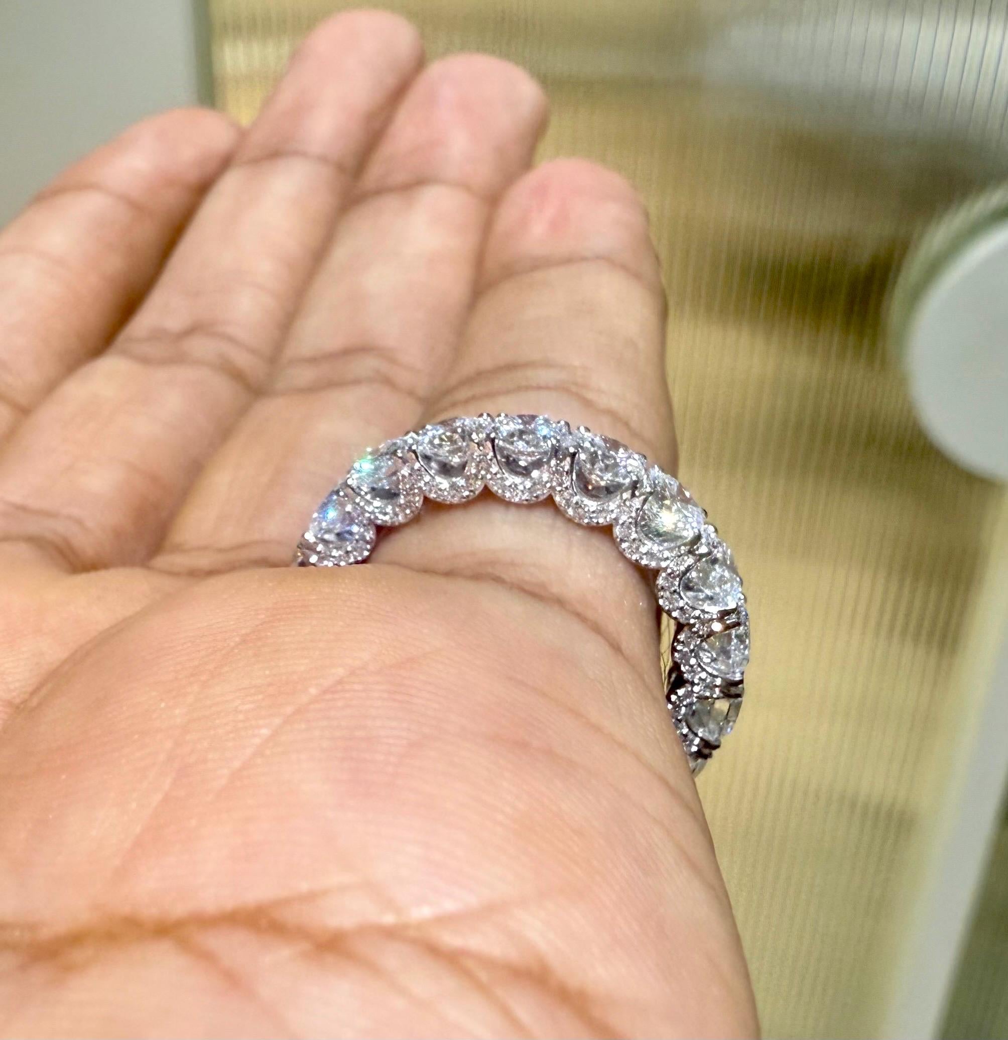 Lab Grown Diamond Eternity Band | 14K Solid Gold Hidden Halo Wedding Ring