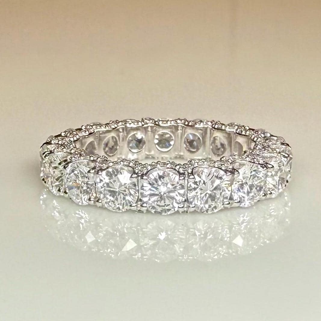Lab Grown Diamond Eternity Band | 14K Solid Gold Hidden Halo Wedding Ring