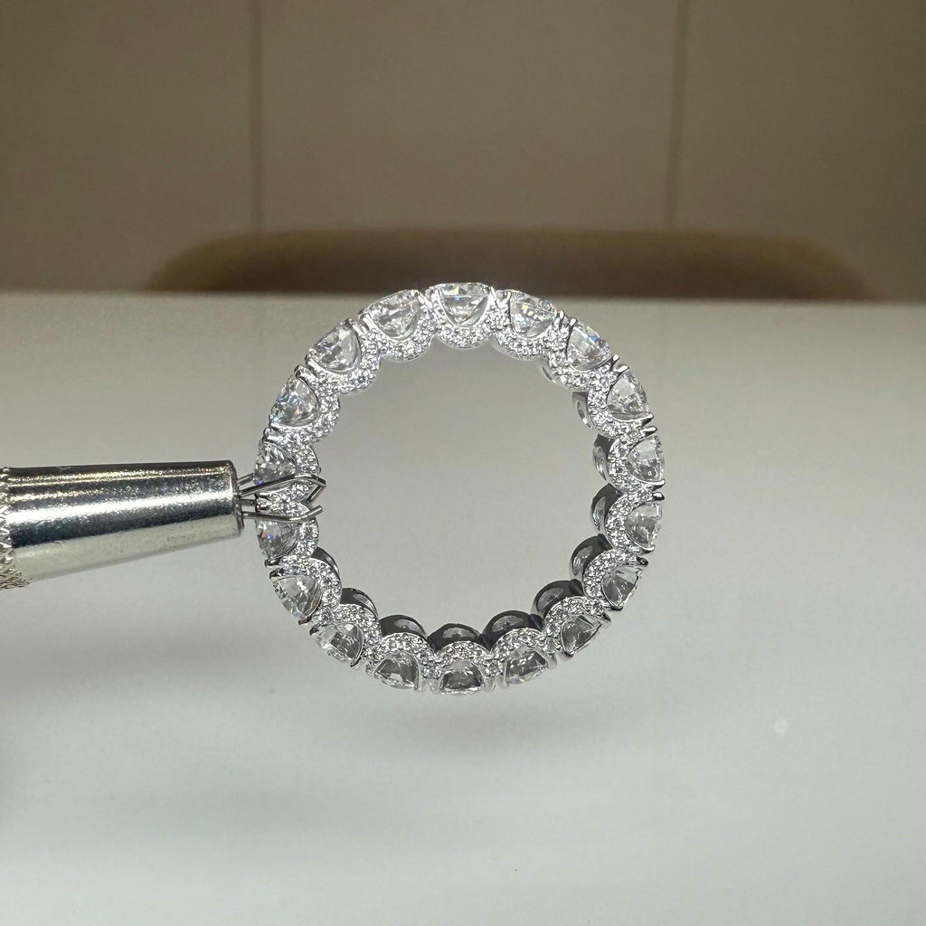 Lab Grown Diamond Eternity Band | 14K Solid Gold Hidden Halo Wedding Ring