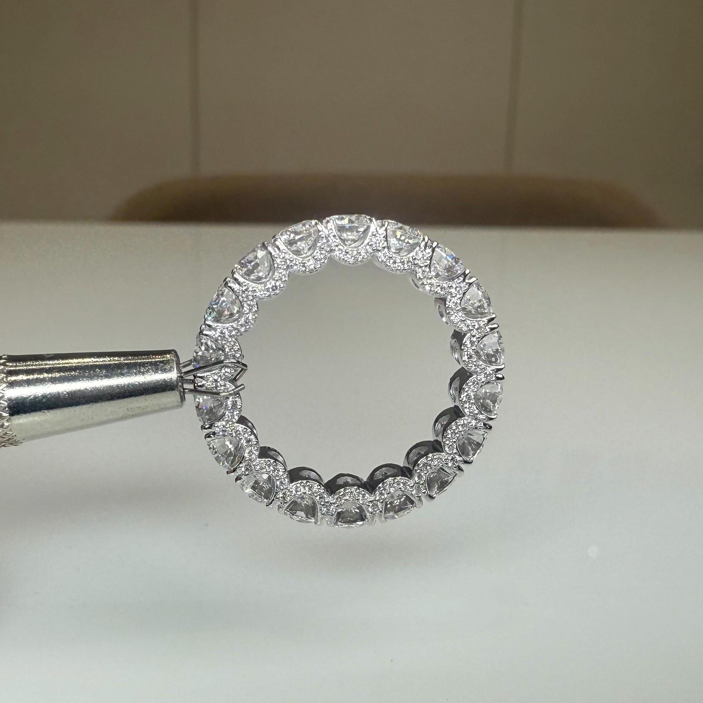 Lab Grown Diamond Eternity Band | 14K Solid Gold Hidden Halo Wedding Ring