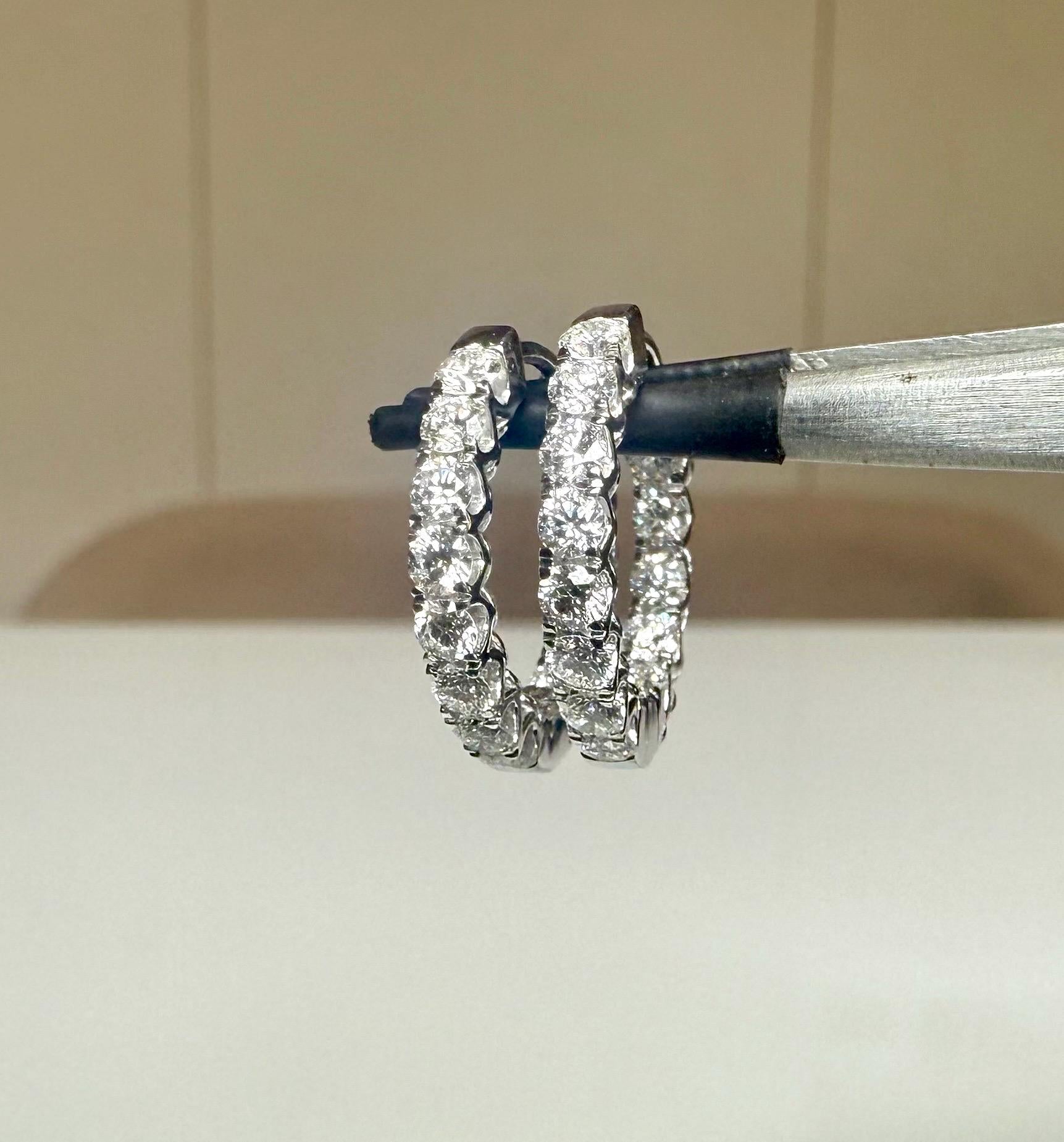 1.70CTW Lab Grown Diamond Hoop Earrings | 14K Solid Gold Inside Out Hoops | SGL Certified