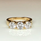 Three Stone Lab Grown Diamond Ring | 14K Solid Gold, Round Brilliant Cut, SGL Certified