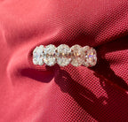 8CTW Oval Lab Grown Diamond Eternity Band | Hidden Halo Wedding Ring | 14K Solid Gold