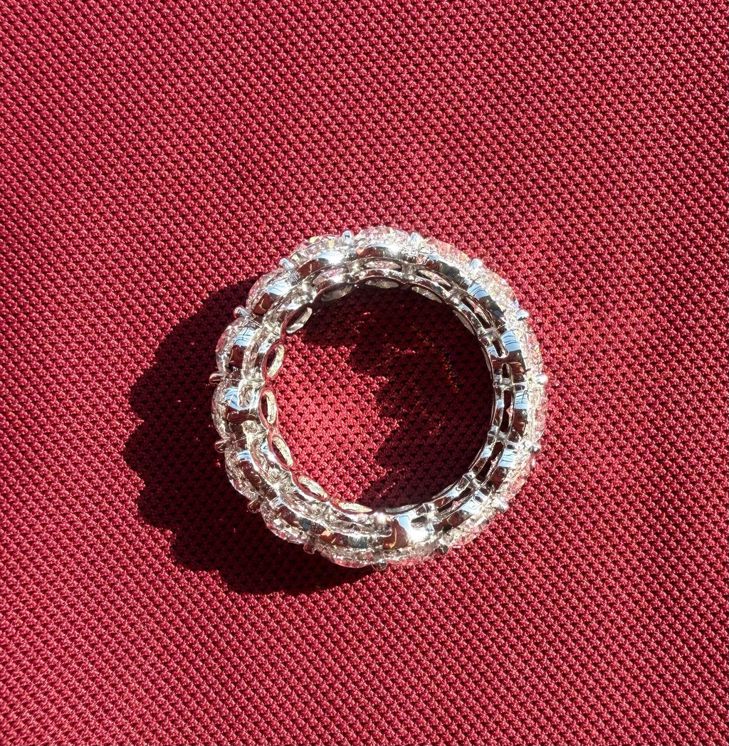 8CTW Oval Lab Grown Diamond Eternity Band | Hidden Halo Wedding Ring | 14K Solid Gold
