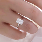3CT Emerald Cut Lab Grown Diamond Engagement Ring | 14K Solid Gold Solitaire Ring