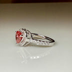 Red Heart Lab Grown Diamond Engagement Ring | 14K Solid Gold Halo Ring