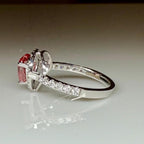 Red Heart Lab Grown Diamond Engagement Ring | 14K Solid Gold Halo Ring