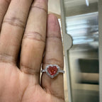 Red Heart Lab Grown Diamond Engagement Ring | 14K Solid Gold Halo Ring