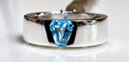 Vivid Blue Trillion Lab Diamond Ring | 14K Solid Gold Men's Engagement Ring