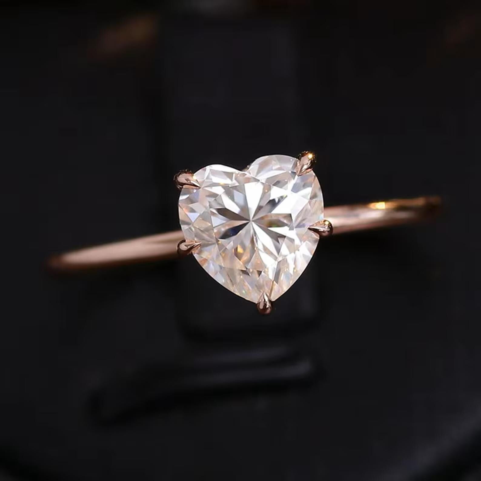 2CT Heart Shape Lab Grown Diamond Engagement Ring | 14K Solid Gold Solitaire | IGI Certified