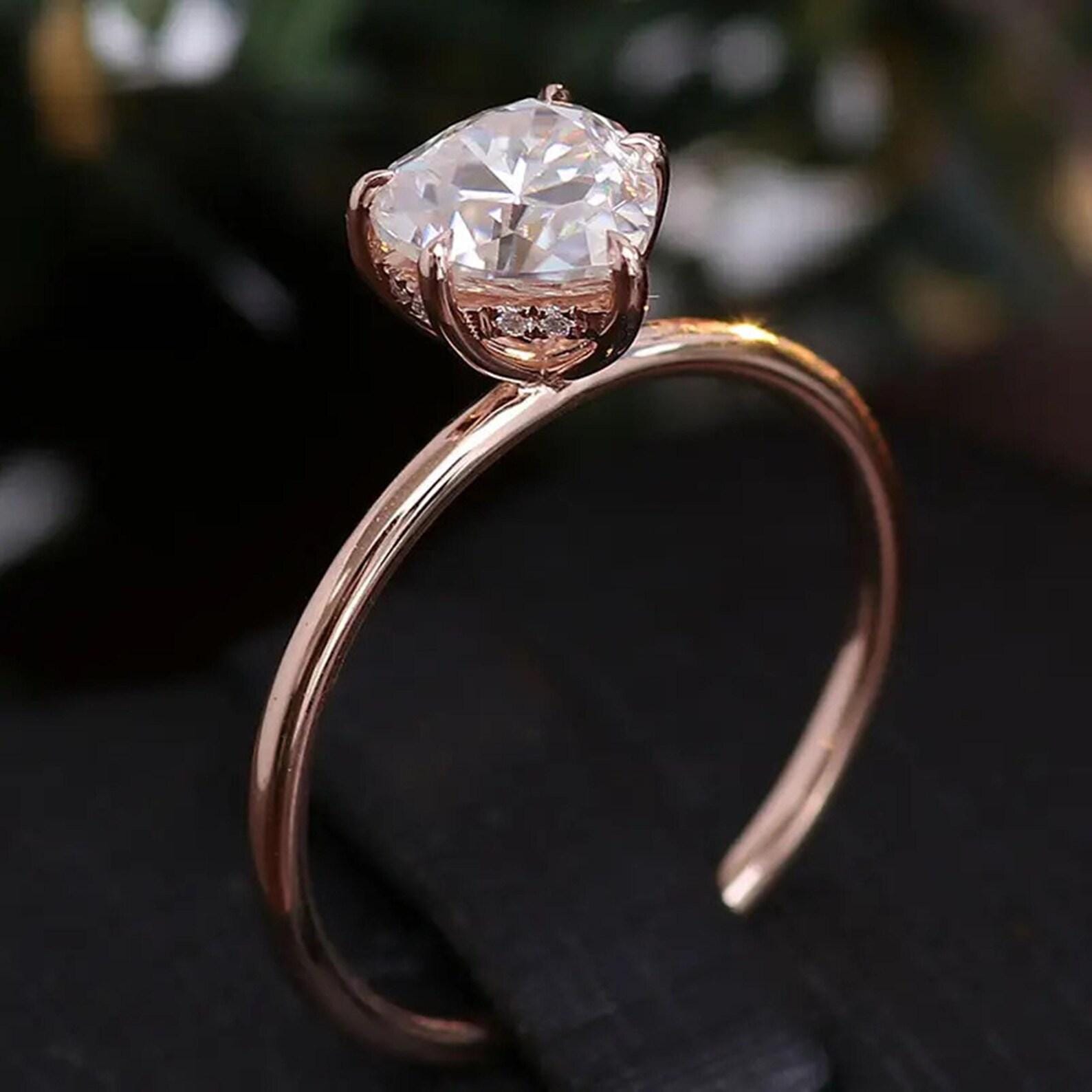 2CT Heart Shape Lab Grown Diamond Engagement Ring | 14K Solid Gold Solitaire | IGI Certified