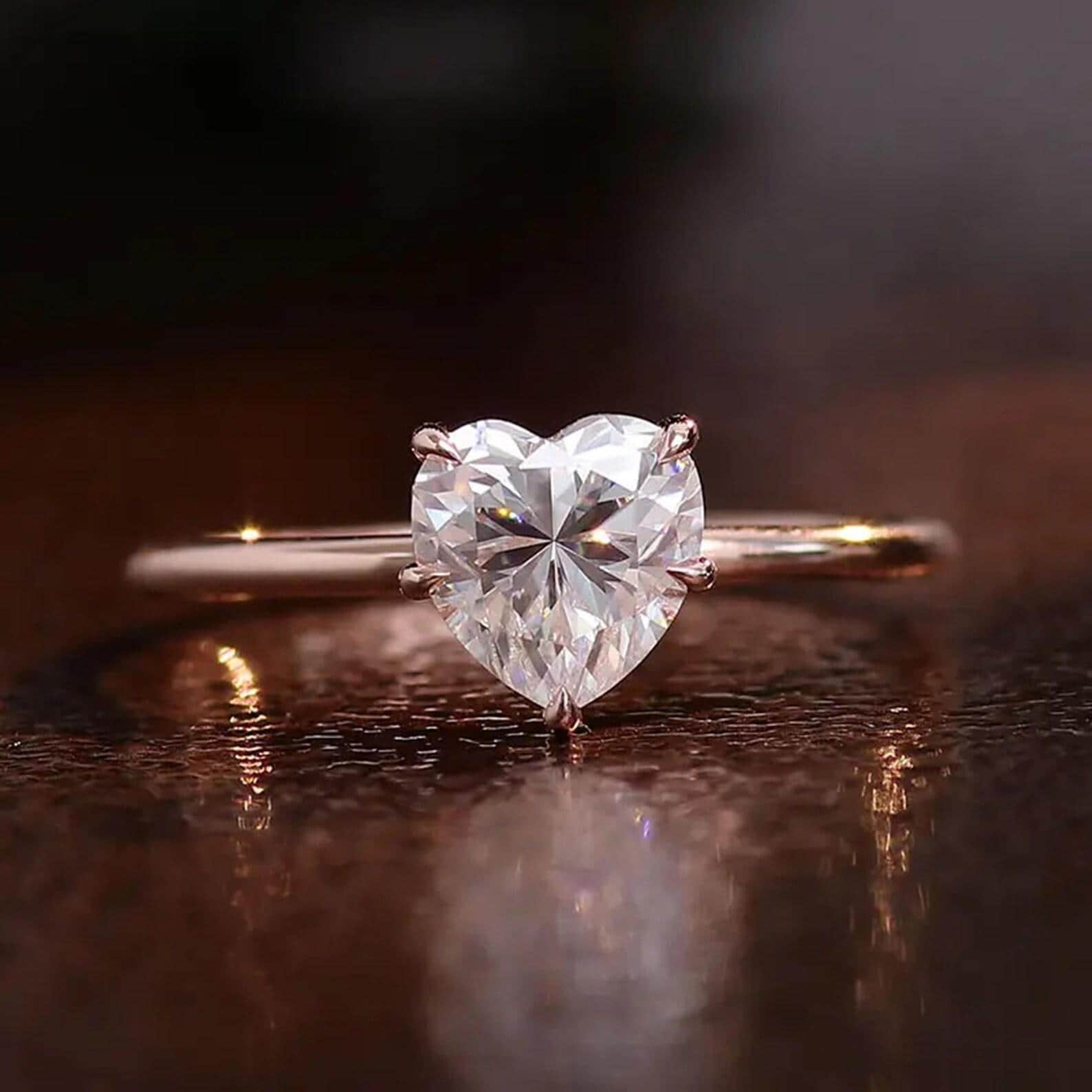 2CT Heart Shape Lab Grown Diamond Engagement Ring | 14K Solid Gold Solitaire | IGI Certified