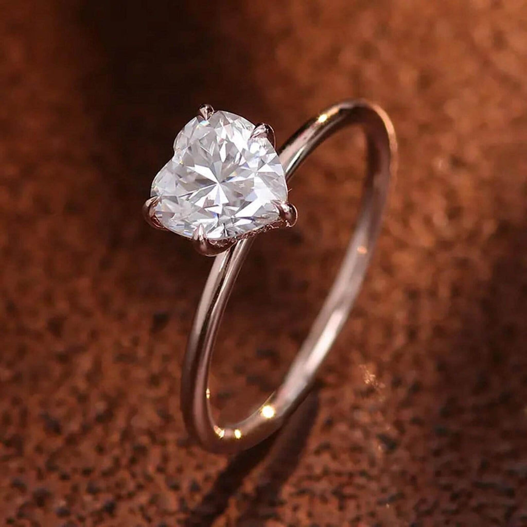 2CT Heart Shape Lab Grown Diamond Engagement Ring | 14K Solid Gold Solitaire | IGI Certified