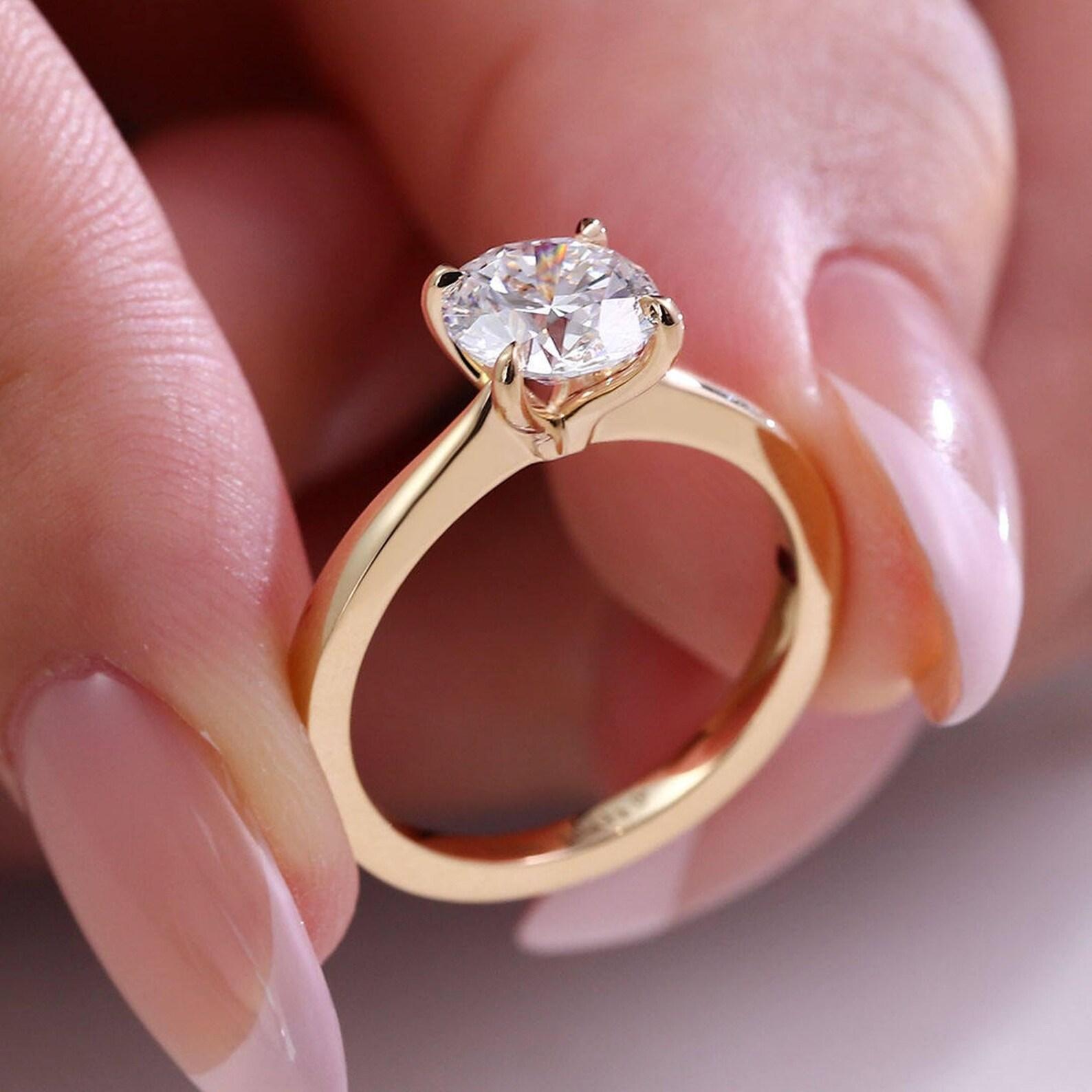 1.50CT Round Brilliant Lab Grown Diamond Engagement Ring | 14K Solid Gold Solitaire | IGI Certified