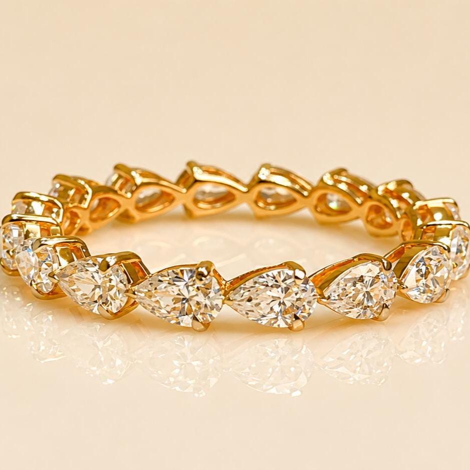 Pear Cut Lab Grown Diamond Full Eternity Band | 14K Solid Gold Wedding Ring