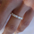 Radiant Cut Lab Grown Diamond Half Eternity Band | 14K Solid Gold | SGL Certified Ring