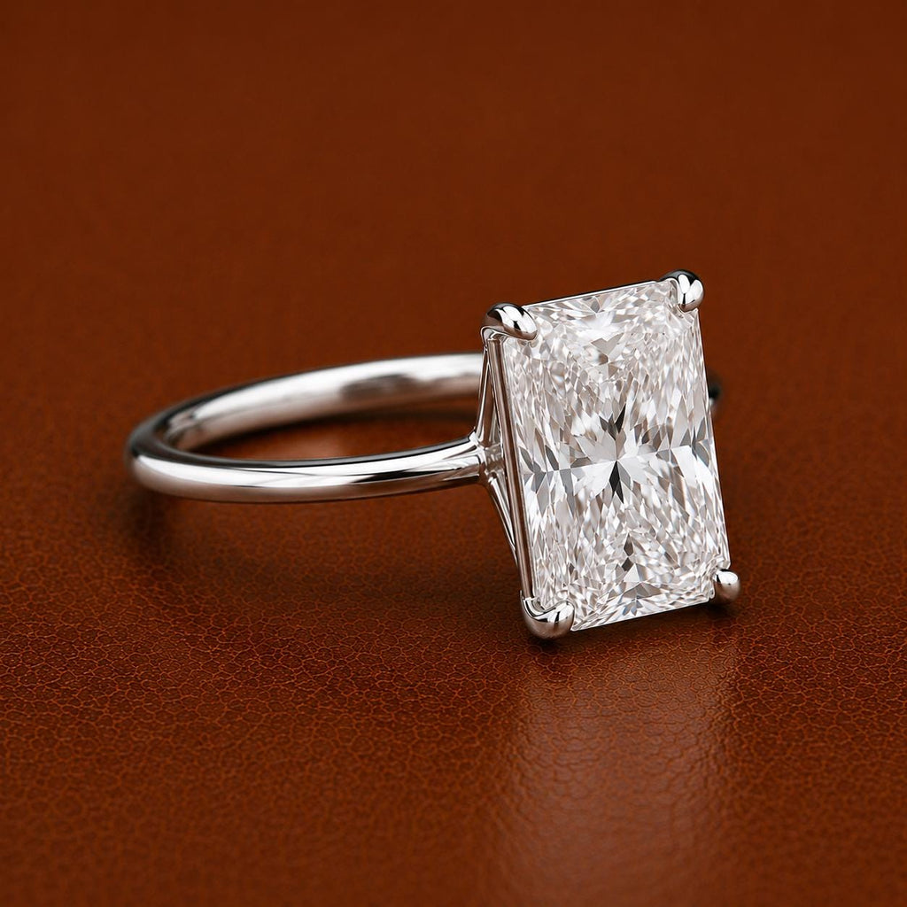 3CT Radiant Cut Lab Grown Diamond Engagement Ring | 14K Solid Gold Solitaire | IGI Certified