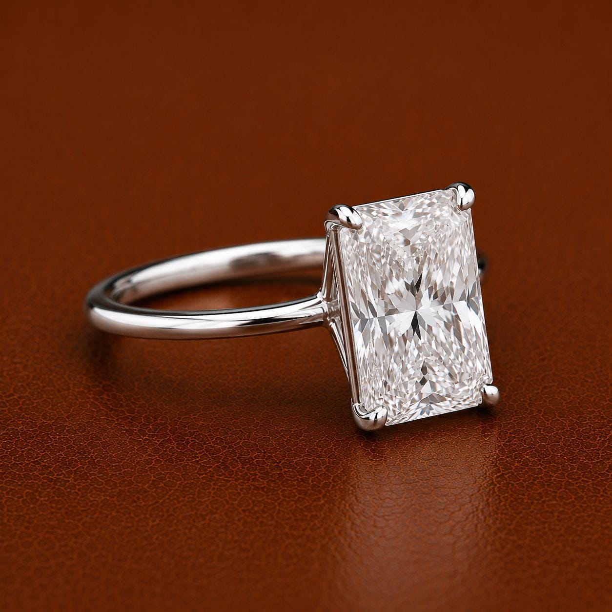 3CT Radiant Cut Lab Grown Diamond Engagement Ring | 14K Solid Gold Solitaire | IGI Certified