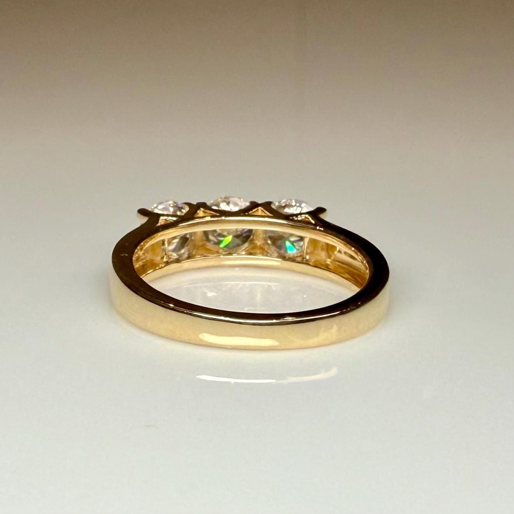 Three Stone Lab Grown Diamond Ring | 14K Solid Gold, Round Brilliant Cut, SGL Certified