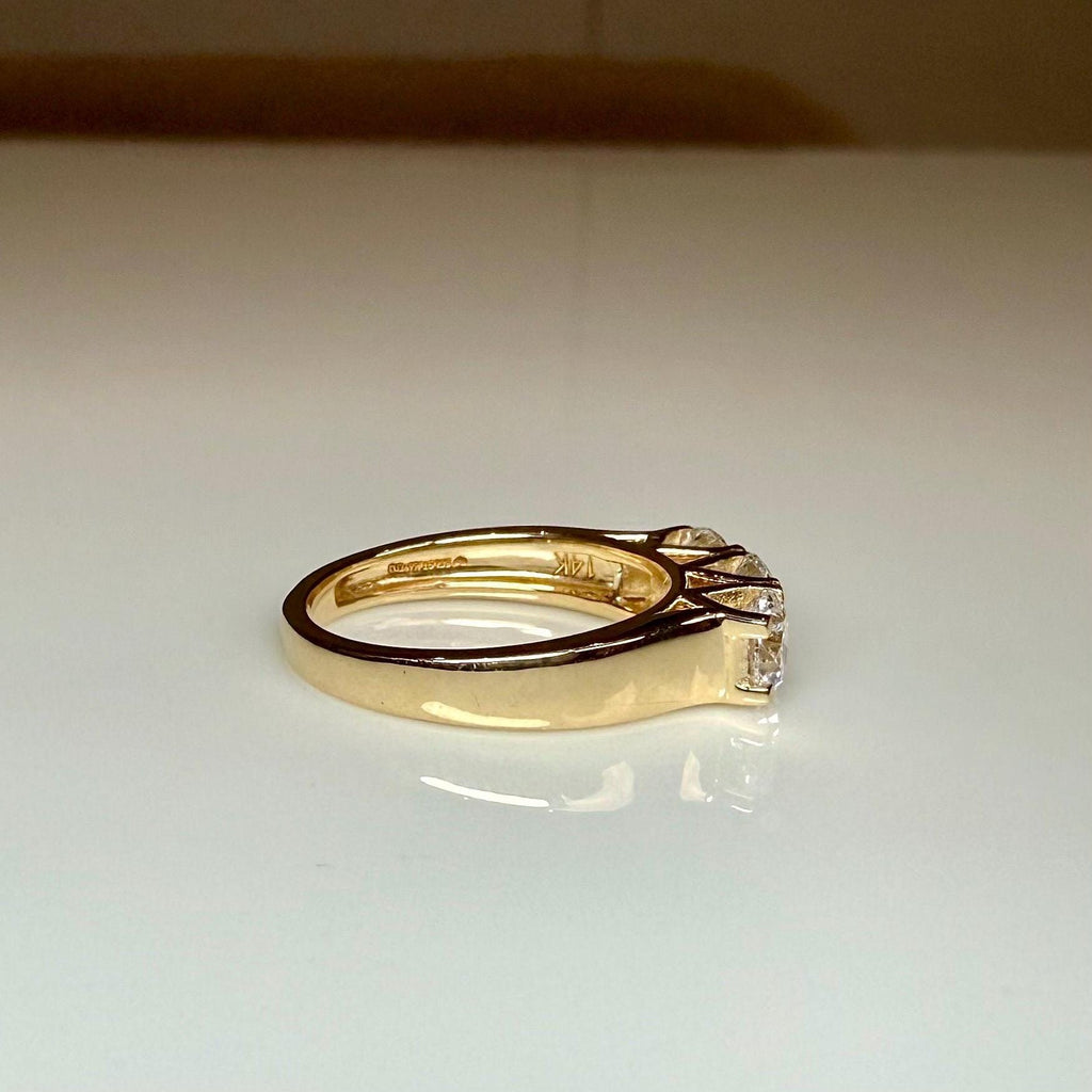 Three Stone Lab Grown Diamond Ring | 14K Solid Gold, Round Brilliant Cut, SGL Certified