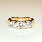 Three Stone Lab Grown Diamond Ring | 14K Solid Gold, Round Brilliant Cut, SGL Certified