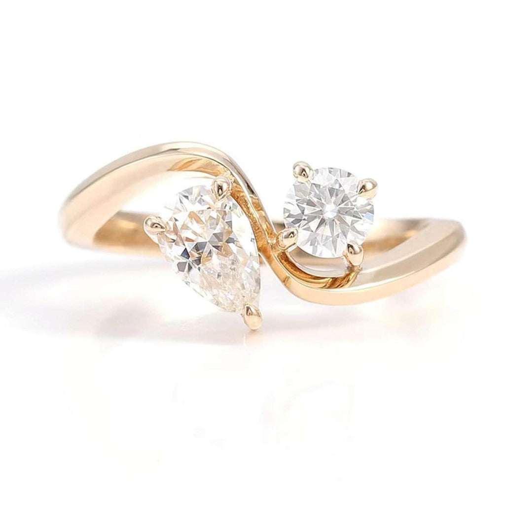 Toi et Moi Lab Grown Diamond Engagement Ring | Pear & Round 14K Gold