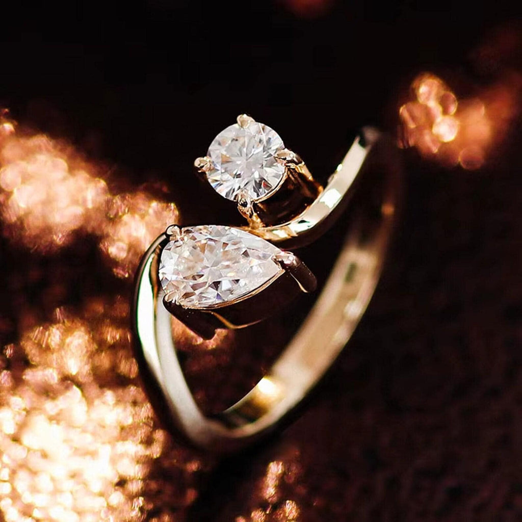 Toi et Moi Lab Grown Diamond Engagement Ring | Pear & Round 14K Gold
