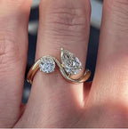 Toi et Moi Lab Grown Diamond Engagement Ring | Pear & Round 14K Gold