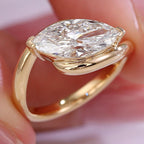 1CT Marquise Cut Lab Grown Diamond Engagement Ring | 14K Solid Gold Solitaire | IGI Certified