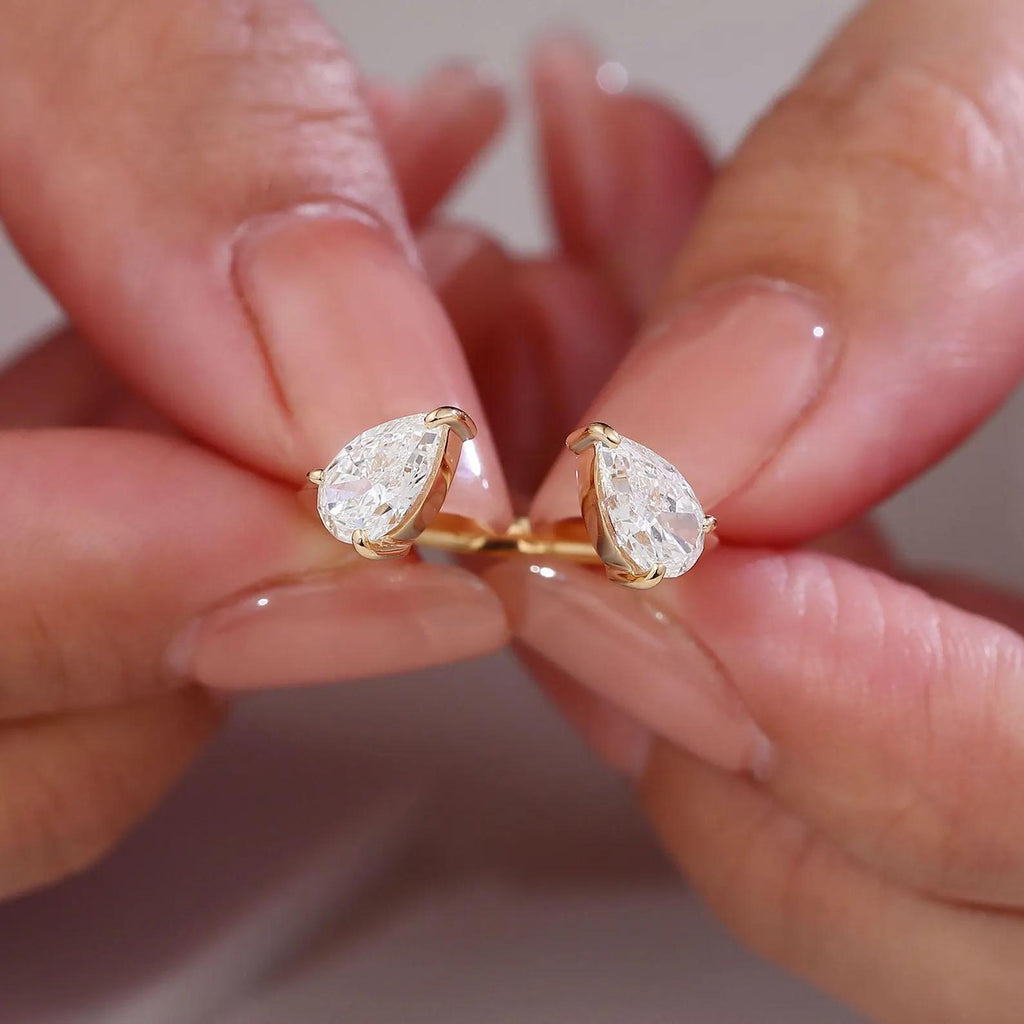 1.00CTW Pear Cut Lab Grown Diamond Open Cuff Ring | Toi et Moi 14K Gold