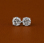 IGI Certified Lab Grown Diamond Stud Earrings, 14K Solid Gold Solitaire, Round Cut, Classic