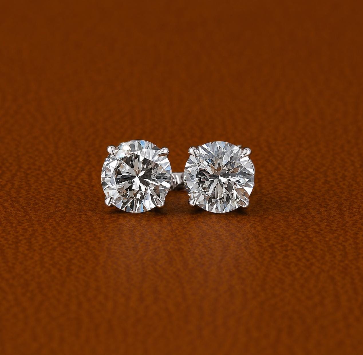 IGI Certified Lab Grown Diamond Stud Earrings, 14K Solid Gold Solitaire, Round Cut, Classic