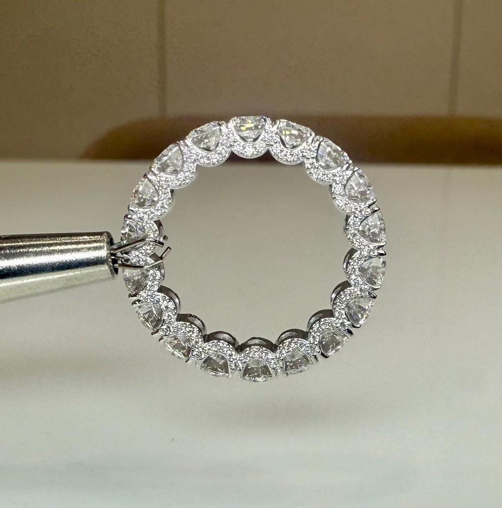 Lab Grown Diamond Eternity Band | 14K Solid Gold Hidden Halo Wedding Ring
