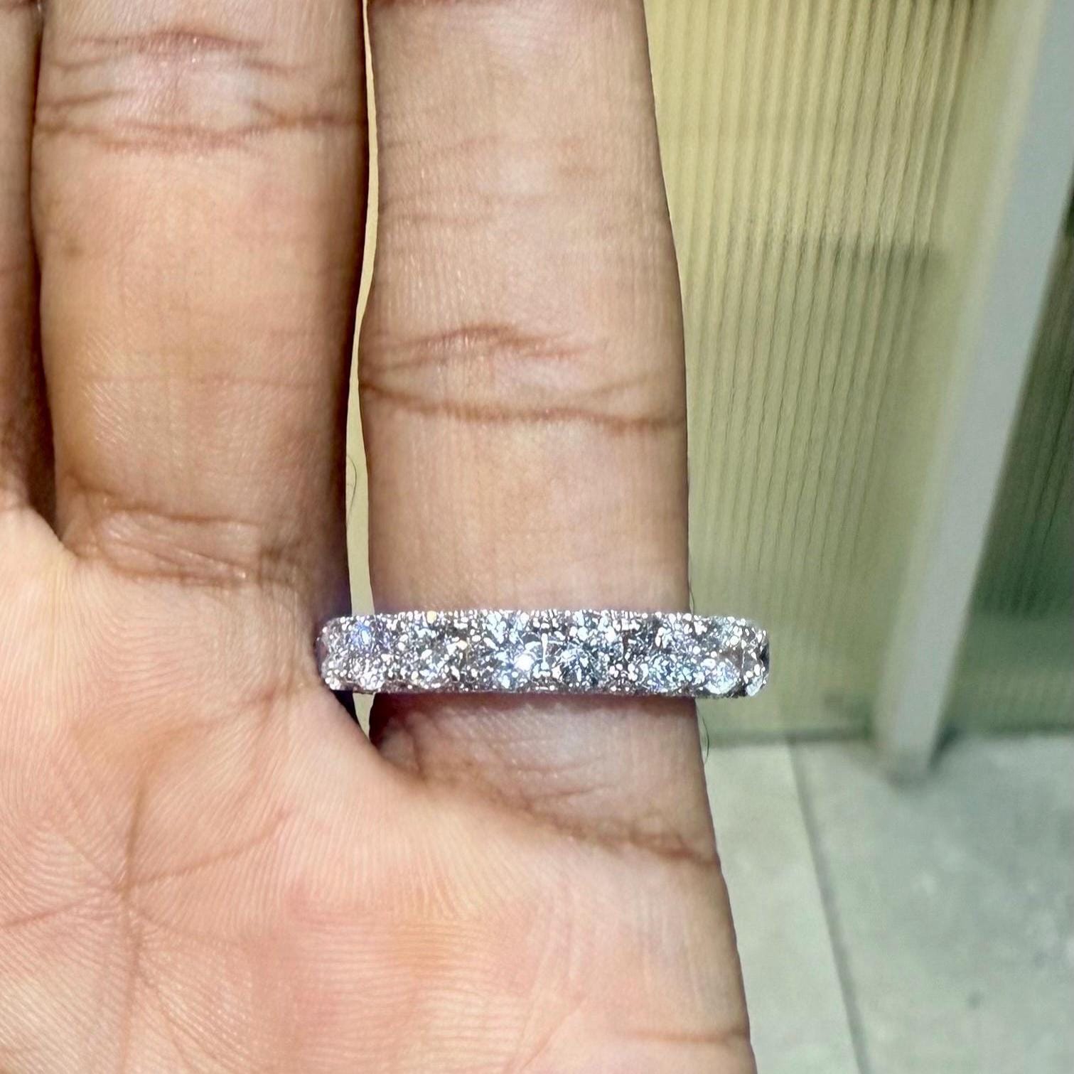 Lab Grown Diamond Eternity Band | 14K Solid Gold Hidden Halo Wedding Ring