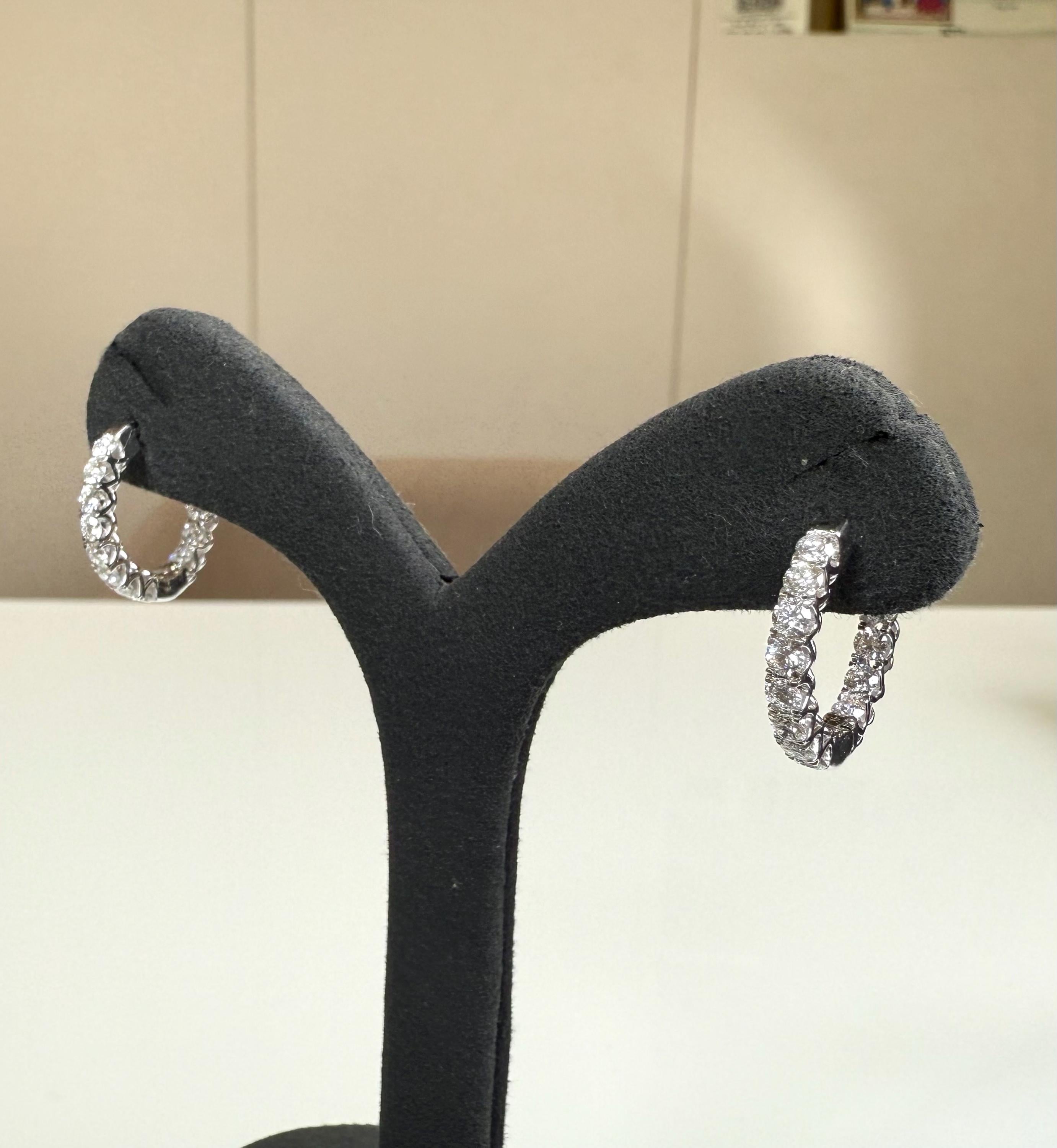 1.70CTW Lab Grown Diamond Hoop Earrings | 14K Solid Gold Inside Out Hoops | SGL Certified