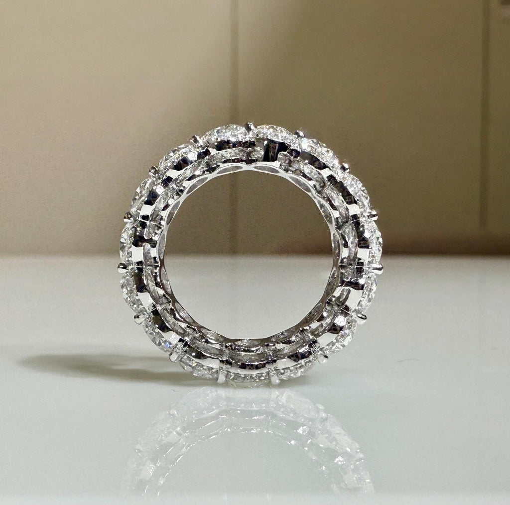8CTW Oval Lab Grown Diamond Eternity Band | Hidden Halo Wedding Ring | 14K Solid Gold