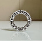 8CTW Oval Lab Grown Diamond Eternity Band | Hidden Halo Wedding Ring | 14K Solid Gold
