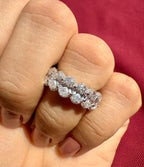 8CTW Oval Lab Grown Diamond Eternity Band | Hidden Halo Wedding Ring | 14K Solid Gold