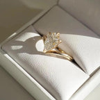 Pear Cut Lab Grown Diamond Engagement Ring | 14K Solid Gold (IGI Certified E VS)